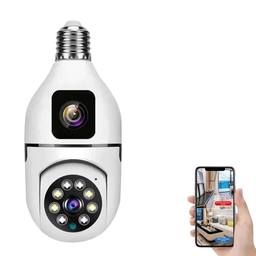2MP+2MP V380 Bulb Wireless WIFI Indoor Camera Dual Lens