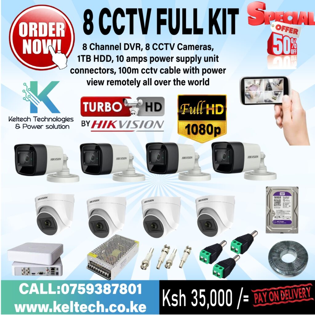 1080P Hikvision 8 Full HD CCTV Cameras Complete Security System Kit in Nairobi Kenya