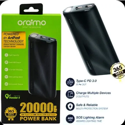 Oraimo Power Bank 20000mAh // Powerbank– Fast Charging