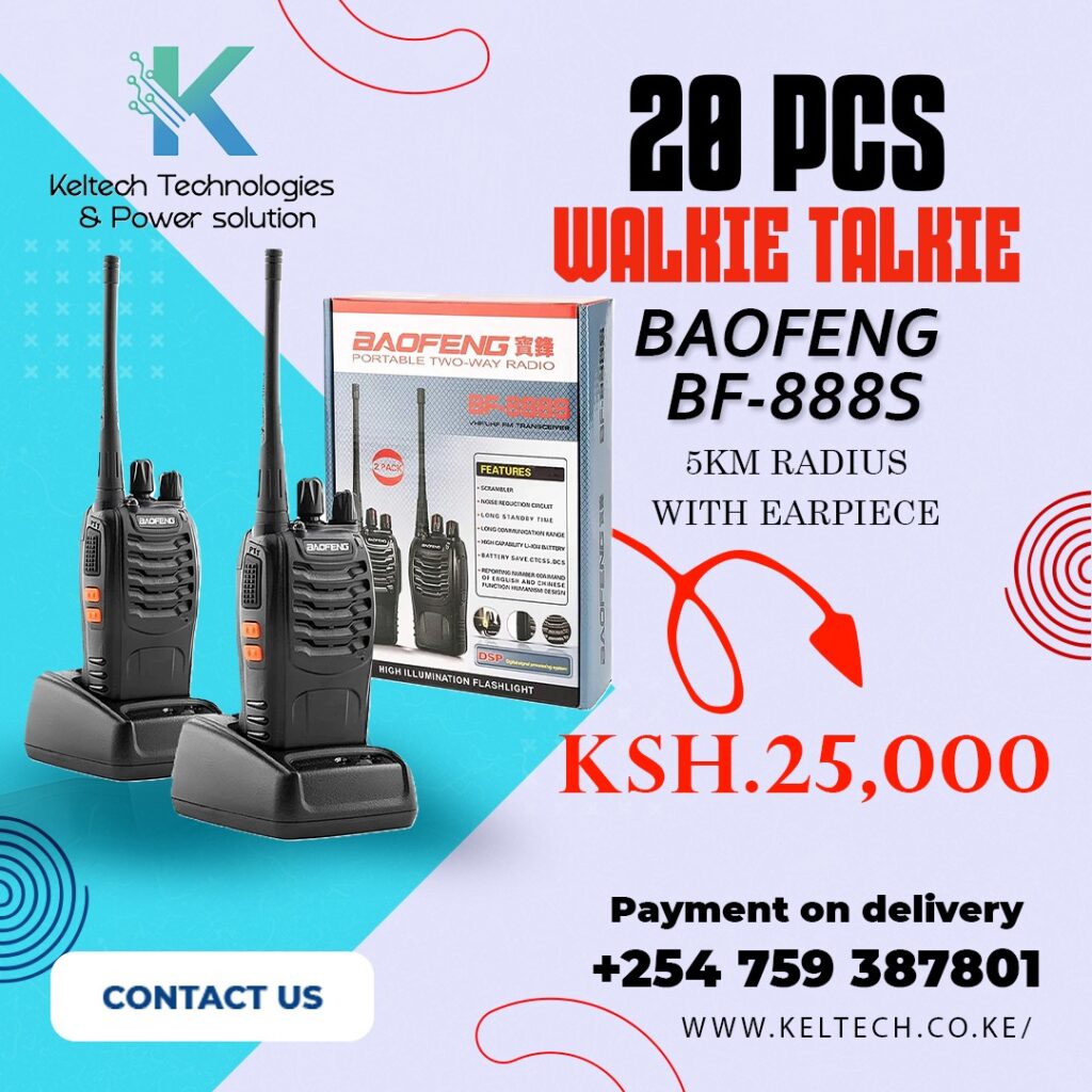 Baofeng BF-888S Walkie Talkie (With Earpiece) 20 Pieces– Reliable Two-Way Radio in Kenya
