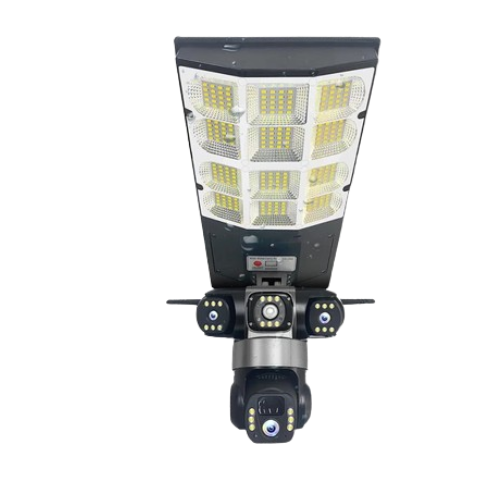 V380 Pro Solar Street Light PTZ Flood Light 4G Camera  1080P HD video with color night vision for clear day and night footage  4G SIM card support with app control – no Wi-Fi required  Solar powered with battery backup and motion-triggered floodlights  Pan-Tilt-Zoom (PTZ) function for full-angle coverage and zero blind spots